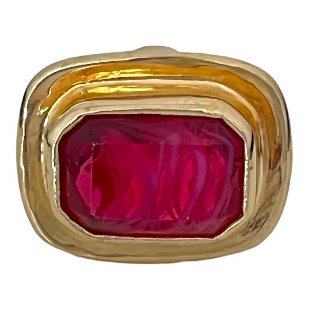 Vintage 1980s Slide Pendant Gold Tone Pink Glass Statement Enhancer - 13U